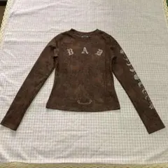 BADBLOOD 長袖 ロゴプリント カットソー ブラウン 肩出し - メルカリ
