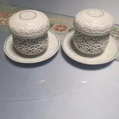 透かし模様 茶器 韓国 2つ