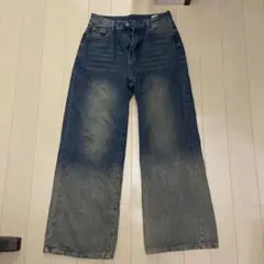 ストレートデニム ソリッドカラー フェード加工　shine