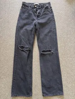 ZARA ダメージ加工 ブラックデニムパンツ