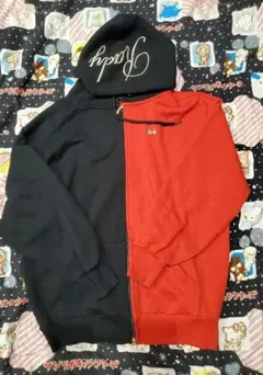 Rady フード付きパーカー 黒 赤　裏起毛　S　オーバーサイズ