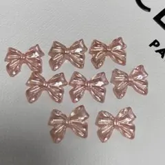ネイルパーツ リボン 8個セット ピンク パール
