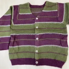 ランダムボーダーモヘアタッチニットカーディガン