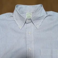 USA製 ブルックスブラザーズ　ストライプポロカラー　綿ポリ　Ｍ位