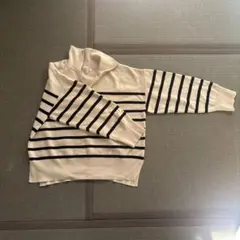 Lサイズ ベージュと黒のストライプニット