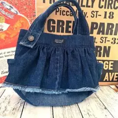 デニムリメイク　　ミニフリルバック　　ハンドメイド