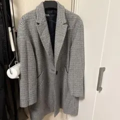 ZARA チェスターコート グレー系 チェック柄