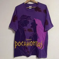 激レア2XL☆US輸入90s】ディズニー ポカホンタス 刺繍Tシャツ ブルー 