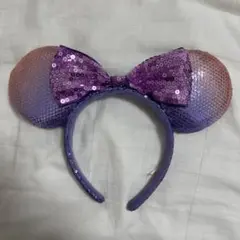 ディズニー カチューシャ 紫 スパンコール ミニー