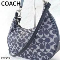 美品✨コーチ　ワンショルダーシグネチャ　キャンバス　レザー2WAY三日月ラウンド