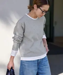 【美品】FRAMeWORK レイヤードライクTシャツ ロンT グレー 重ね着風のサムネイル