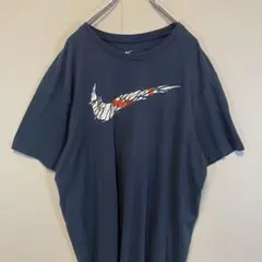 【超オーバーサイズ】NIKE ビッグロゴプリントTシャツ古着ストリート紺XXL.