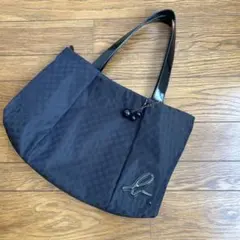 アニエス・ベー　黒ブラック シャドードット柄 トートバッグ　大きめ