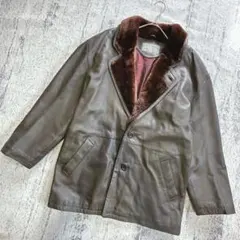 ベルマキシム　レザー　テーラードジャケット　羊革　ラムレザー　襟ボア　メンズ