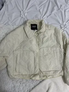 ZARA アイボリー キルティングジャケット