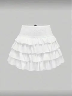 ROMWE フリル ヘム ミニスカート　ホワイト