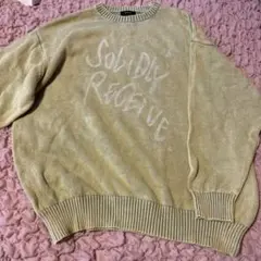 JEANASS ロゴ入りニットセーター 長袖ライトグリーン