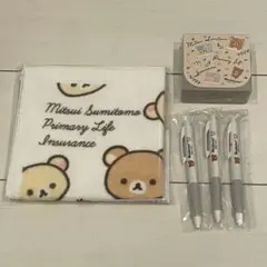 リラックマ　ハンカチ　 三井住友ノベルティ　ボールペン　付箋　セット