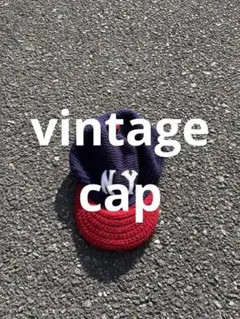 希少　ヴィンテージ NYロゴ かぎ編み ベースボールキャップ 帽子 古着