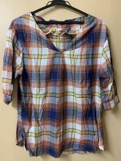 チェック柄五分袖シャツ