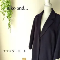 b3043ニコアンド チェスターコート ネイビMilled素材レディースアウター