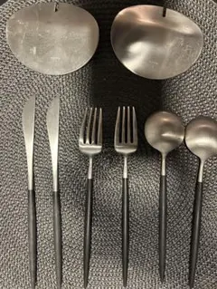 クチポール　GOA　ブラック＆シルバー　ディナー３種+レスト×各２　中古８点！