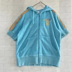 00s Y2K❕adidas パーカー ジップアップ タオル地 万国旗タグのサムネイル