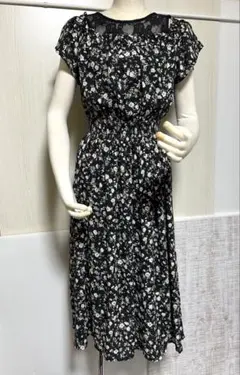 INGNI花柄ミディ丈ワンピース レース切り替えサイズM