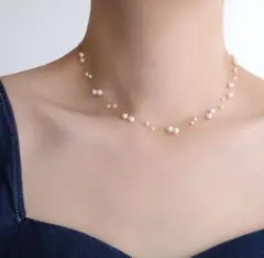 ネックレス パール ステーションネックレス 二連 サージカルステンレス ゴールド