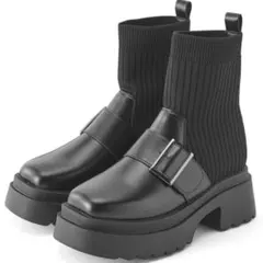 GRL ニットドッキングローファーブーツ[zr1101] 24.0 ブラック