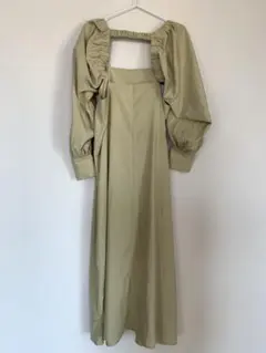 KBFアームカバーボレロセットワンピース 黄緑ベージュ