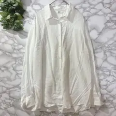 UNIQLO 長袖シャツ ホワイト XLサイズ ユニクロ 大きめ ゆったり