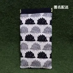 ハンドメイド バネ口ポーチ メガネケース 生成 ブラック ハリネズミ