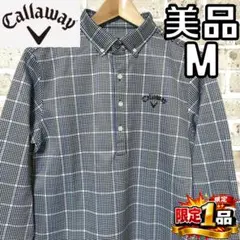 【早い者勝ち❣️】キャロウェイ メンズ 長袖 ポロシャツ M チェック柄 グレー