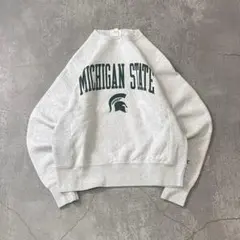 チャンピオンリバースウィーブスウェットミシガン大学カレッジプリントSグレー古着