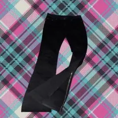 超ロング フレアクラッシュブラックデニム drip y2k VALAVASAS風 