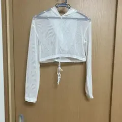 長袖メッシュパーカー ホワイトのサムネイル
