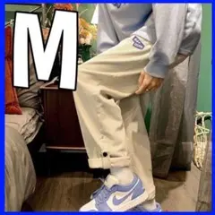 大人気 コーデュロイ ビッグシルエット ストレート ユニセックス ベージュ М