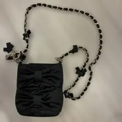 TO BE CHIC リボン付き黒ショルダーバッグのサムネイル