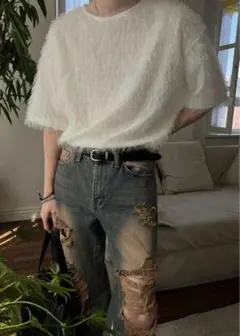 【2plan】Fine Mohair Short Sleeve Knit