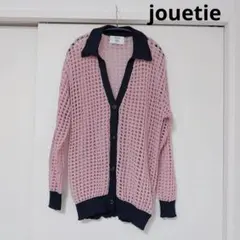 jouetie ピンク　ネイビー　Mサイズ メッシュ　ニットカーディガン