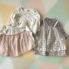 春のベビー服 トップスセット 3点　90cm 95cm 女の子　チュール　まとめ