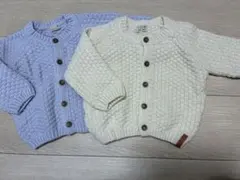 美品プティマイン　80 2点セット　カーディガン ホワイト　薄紫