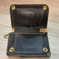 栃木レザー】お札を折らずに収納 ミドルトラッカーウォレット