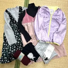 子供服まとめ　130 女の子（ワンピース、アウター、レギンス、靴下等）7点　秋冬