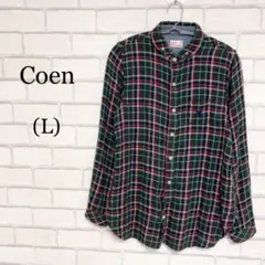 Coenコーエン　チェックシャツ長袖　緑　グリーン　L アメカジ　ヴィンテージ