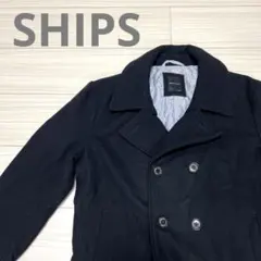 古着 SHIPS シップス ウール コート Lサイズ ブラック 黒 まJ2