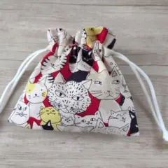 516＊ハンドメイド＊ちいさな角巾着 ちっちゃなネコさん - メルカリ