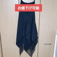 黒 シフォン パーティードレス ロングスカート スカート ブラック シアー素材