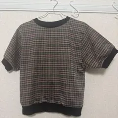 【チャオパニック】チェック柄　半袖ニットのサムネイル